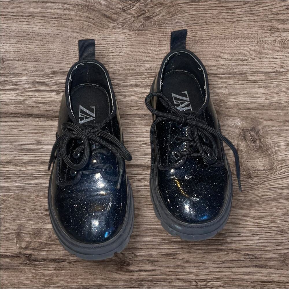 Zara Black Sparkle Oxford Shoe